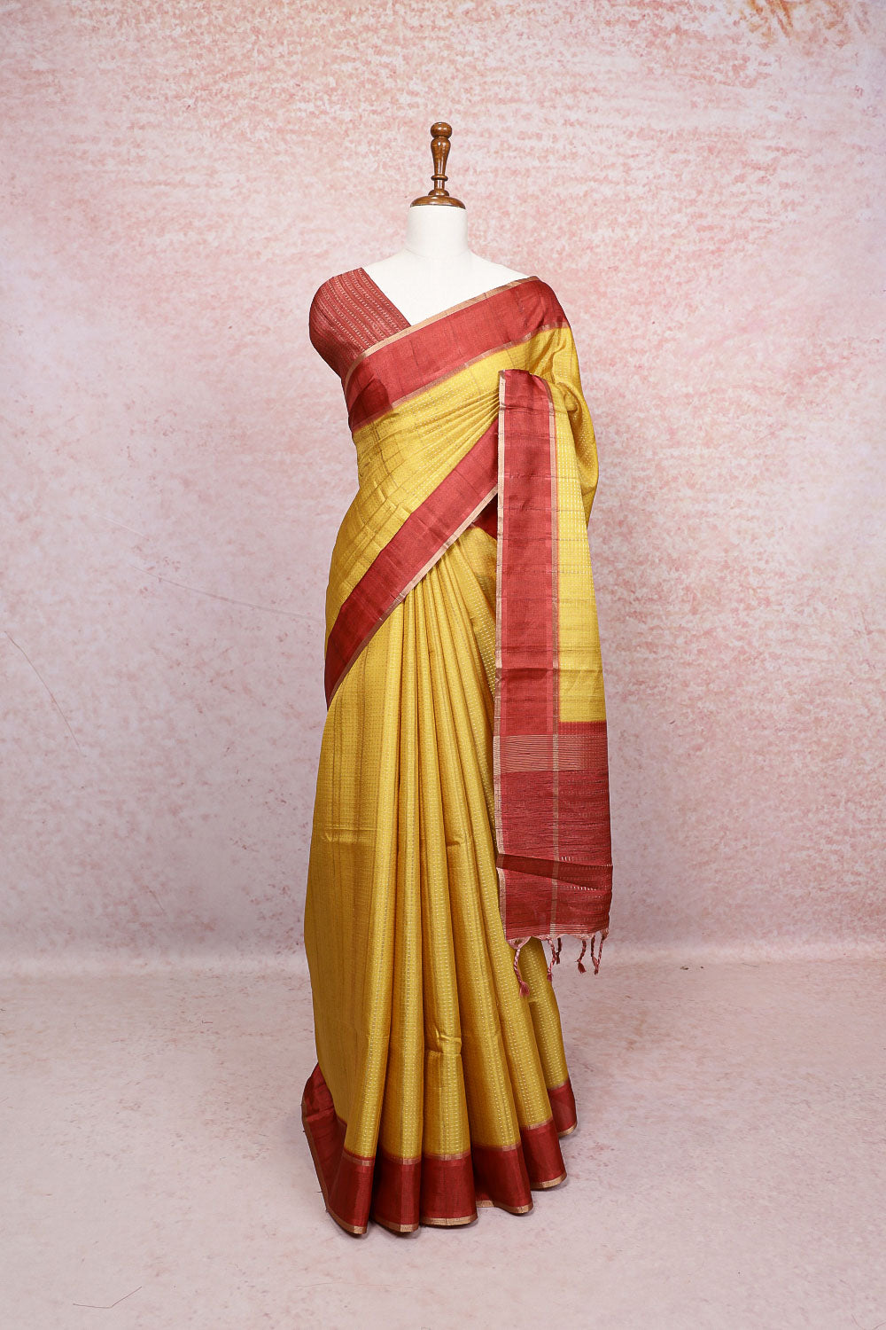 Mustard Semi Tussar Saree