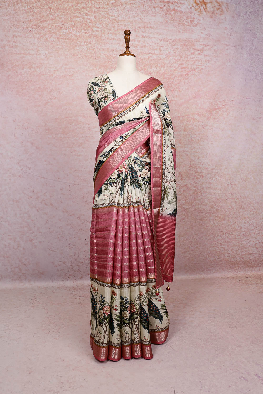 Onion Pink Dola Silk Saree