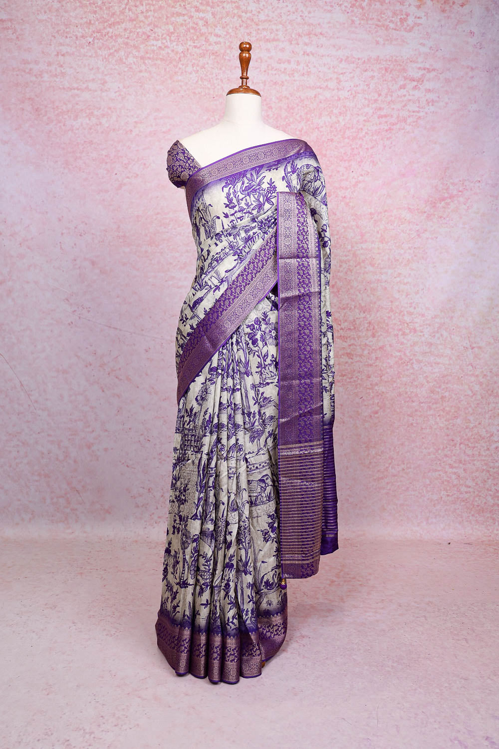 Off White Dola Silk Saree - Seematti