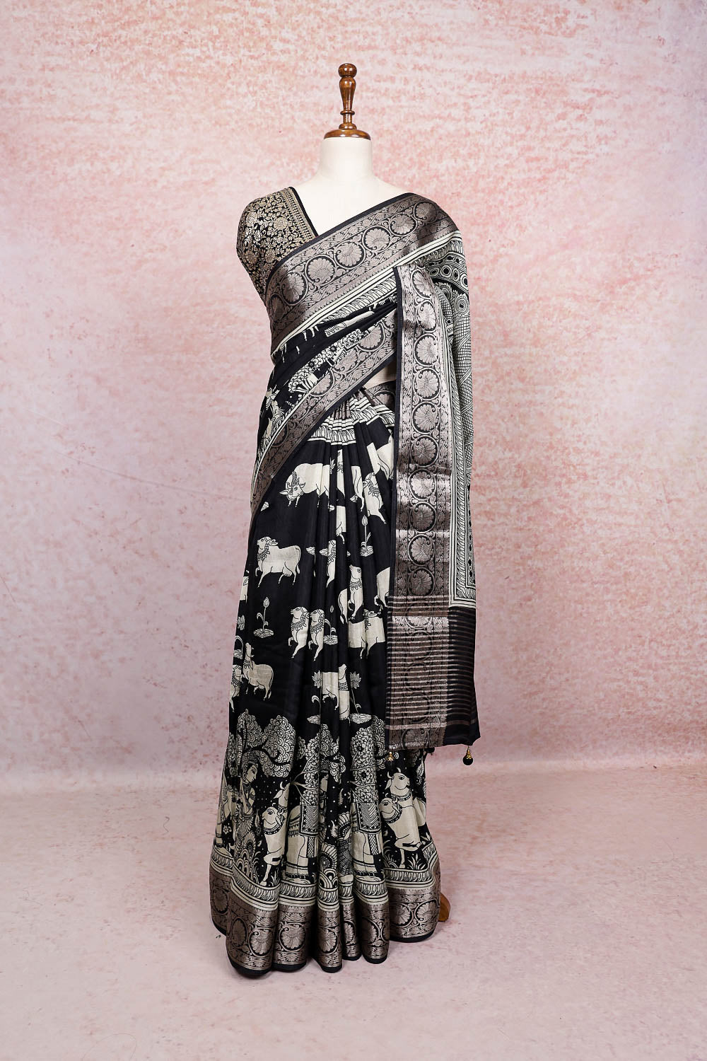 Black Dola Silk Saree