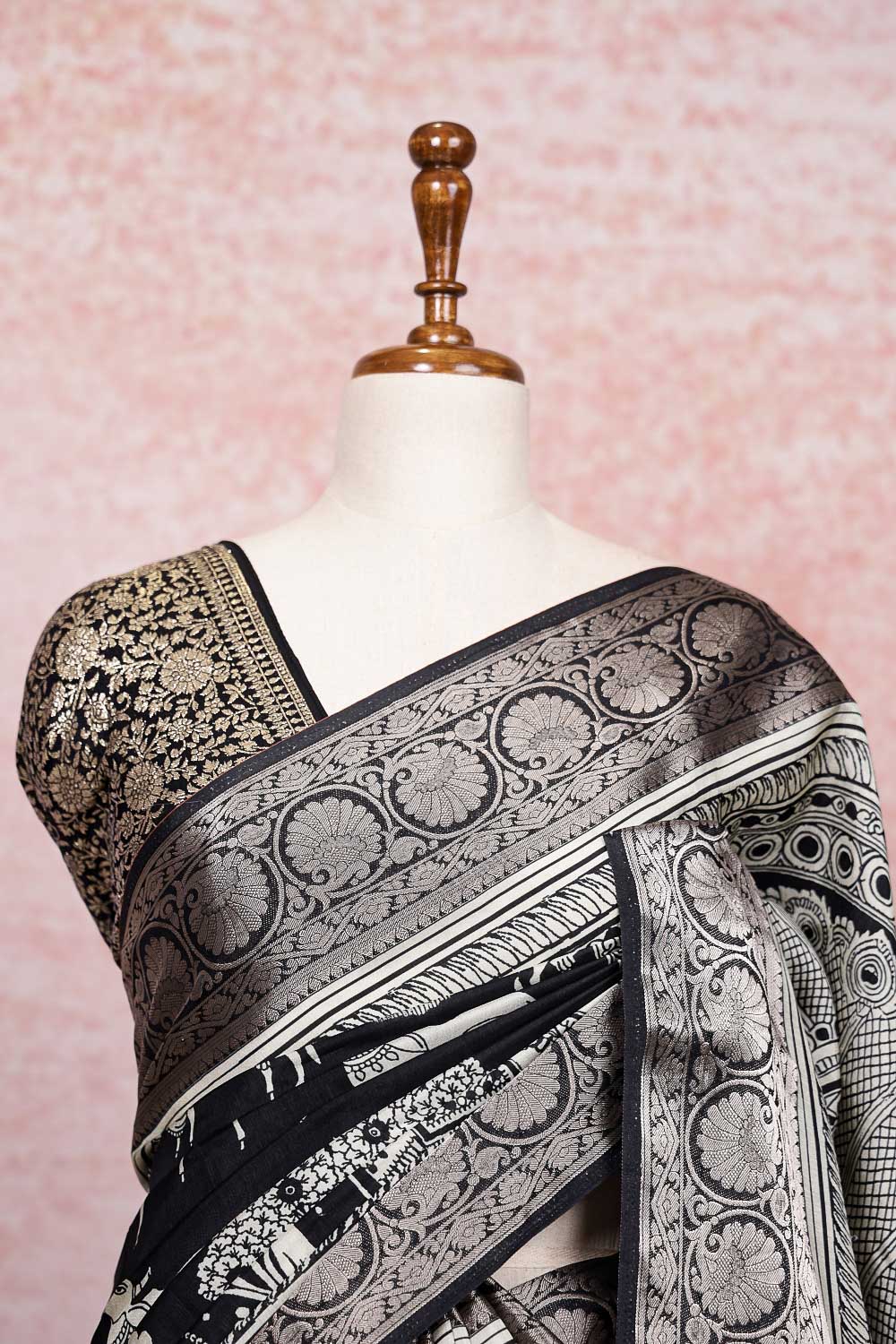 Black Dola Silk Saree