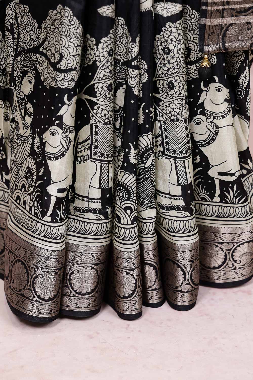 Black Dola Silk Saree