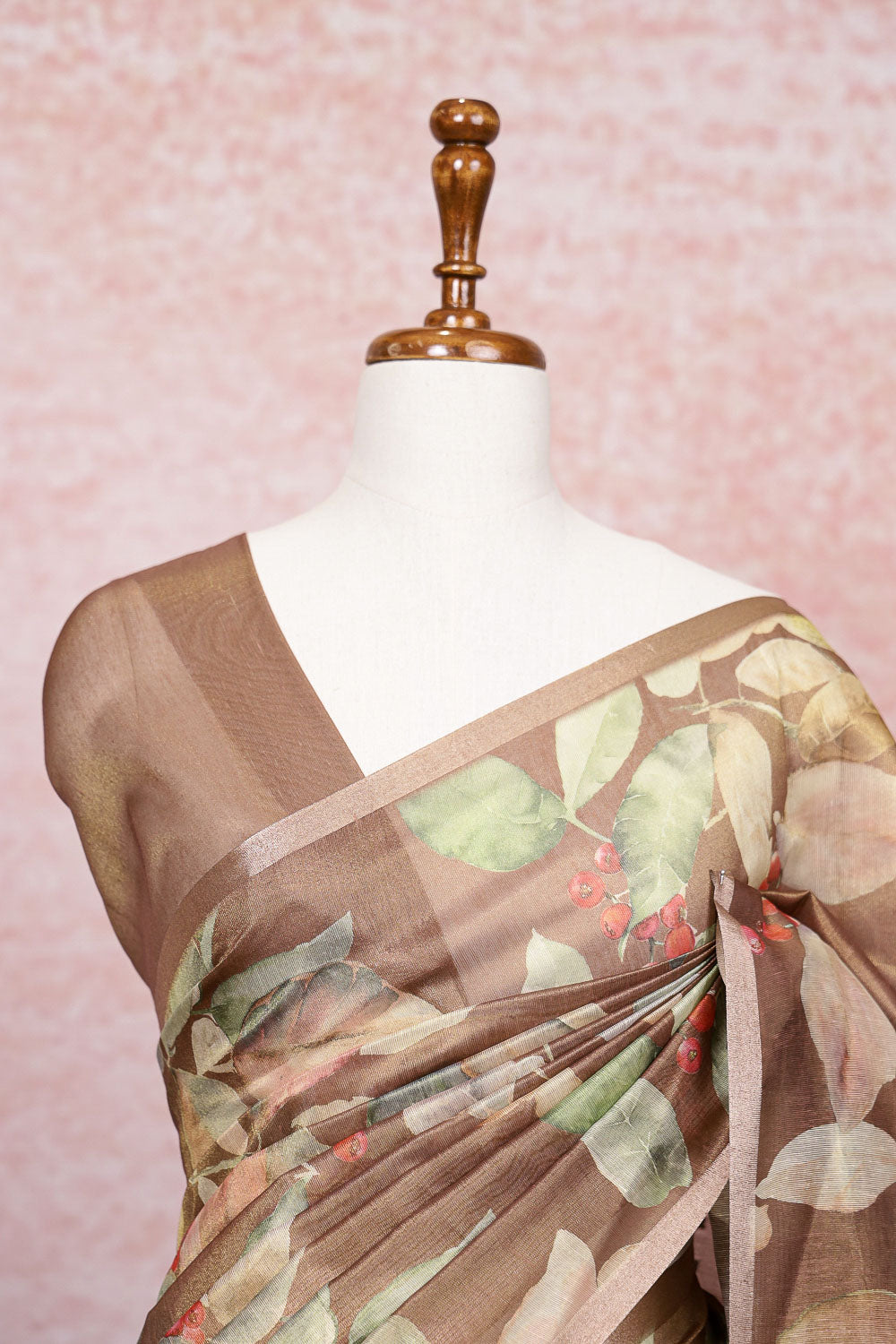 Brown Semi Tissue Saree