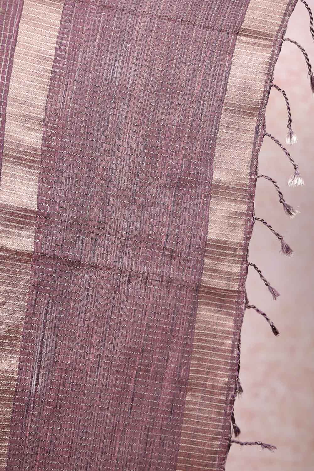 Wine Semi Tussar Saree