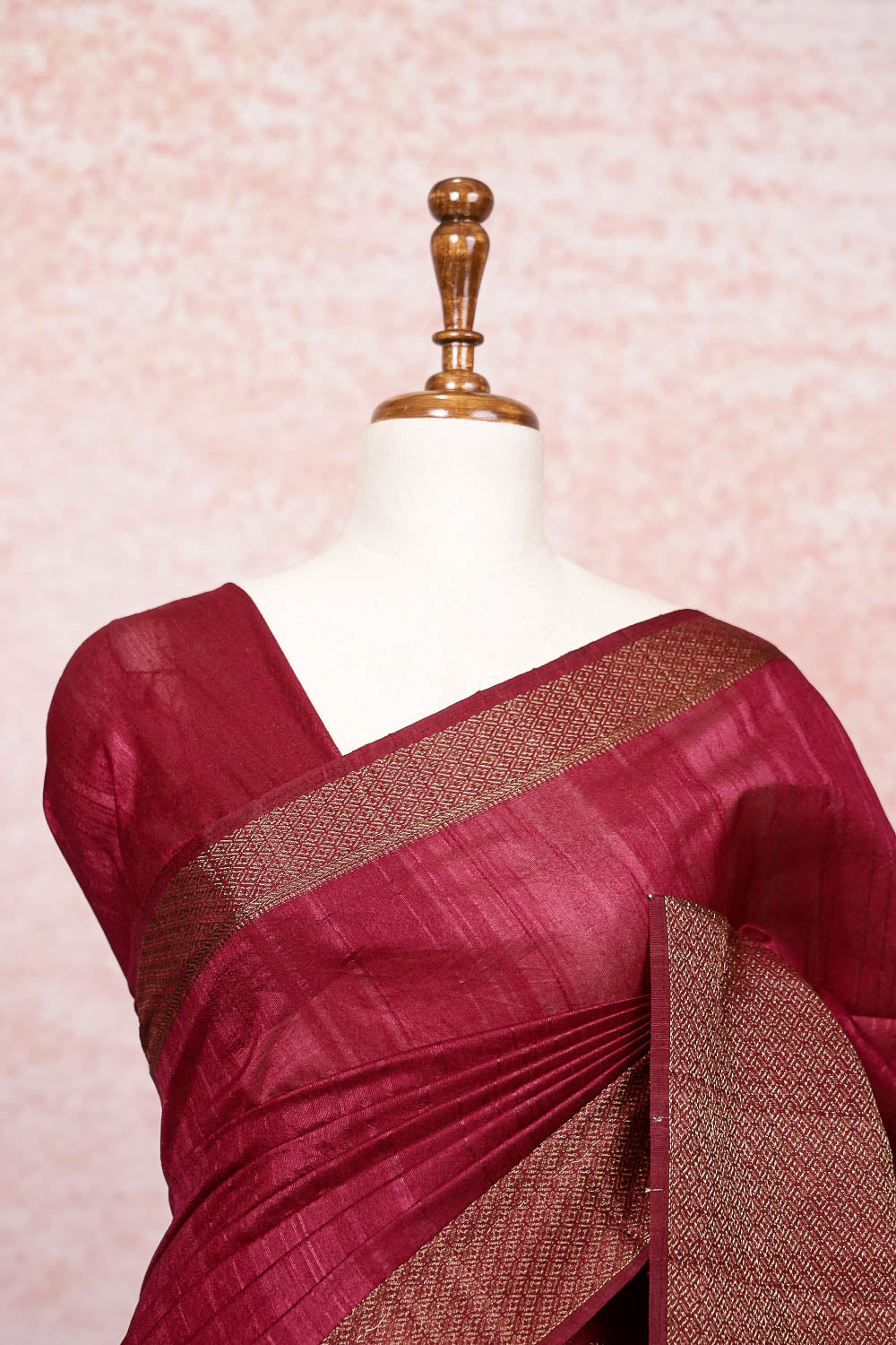 Maroon Semi Jute Saree