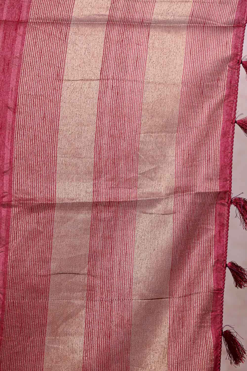 Maroon Semi Jute Saree