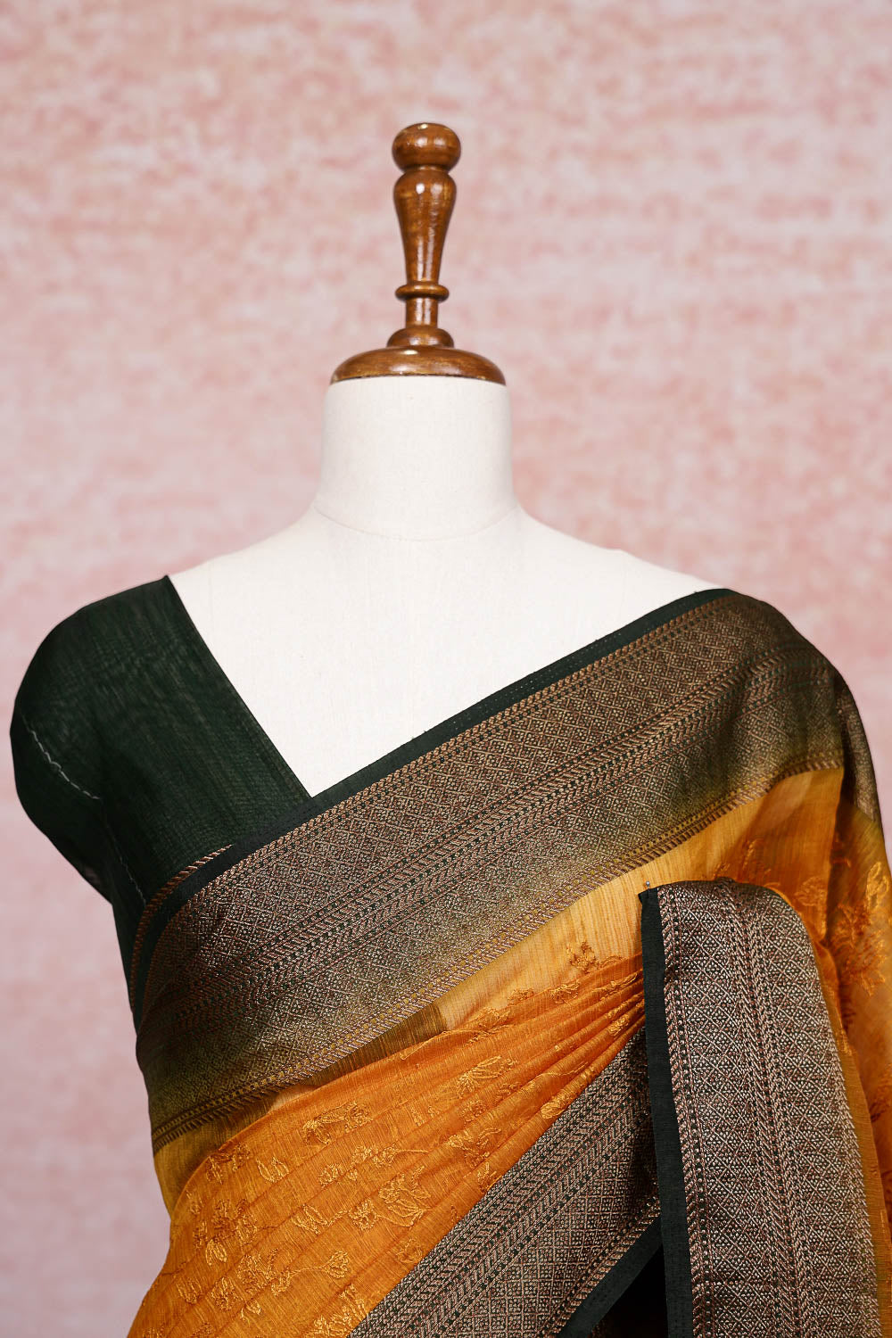 Mustard Yellow Semi Jute Saree