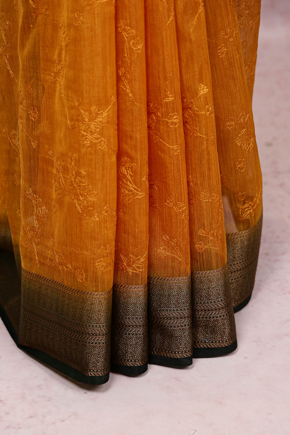 Mustard Yellow Semi Jute Saree
