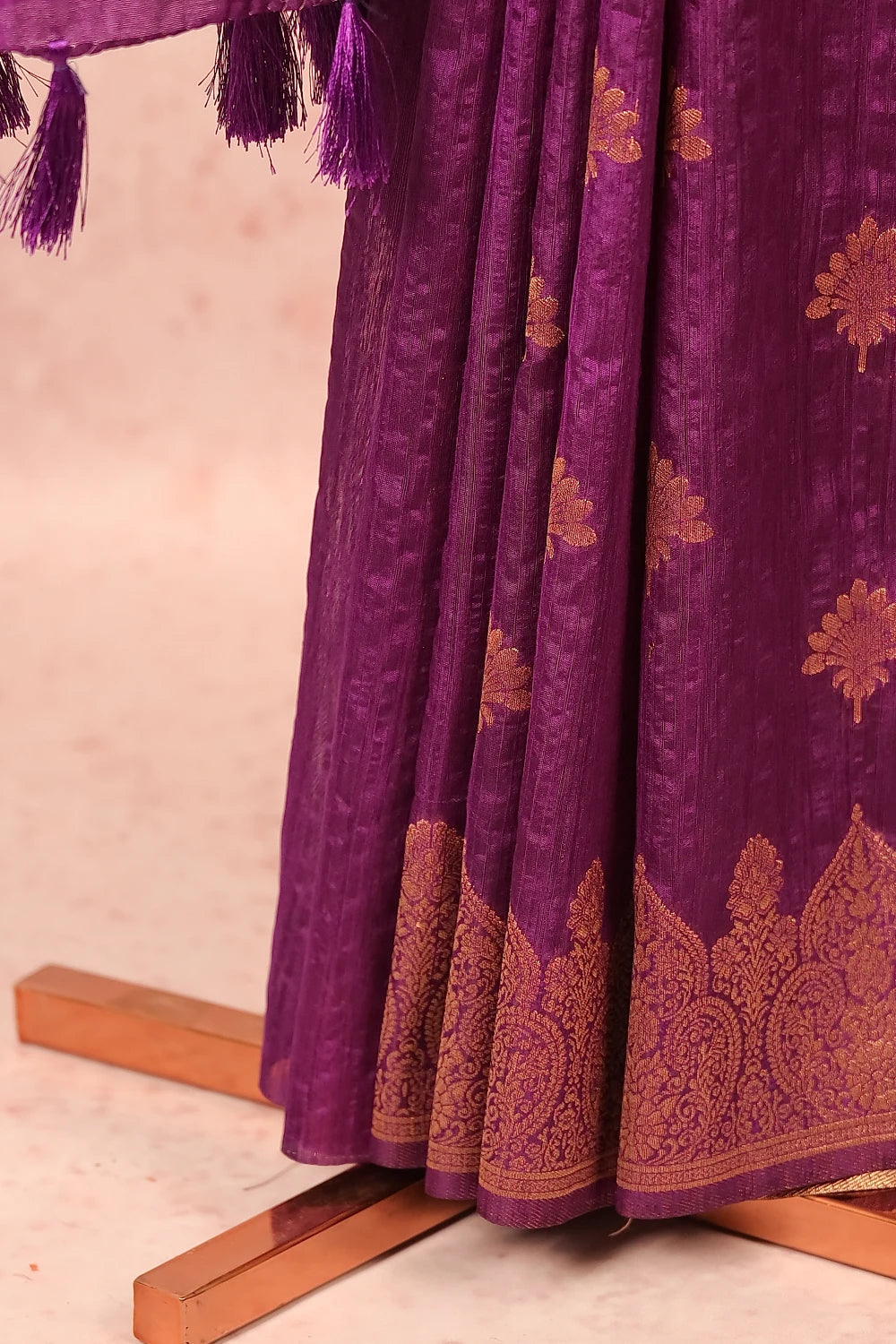 Dark Violet Semi Jute Saree