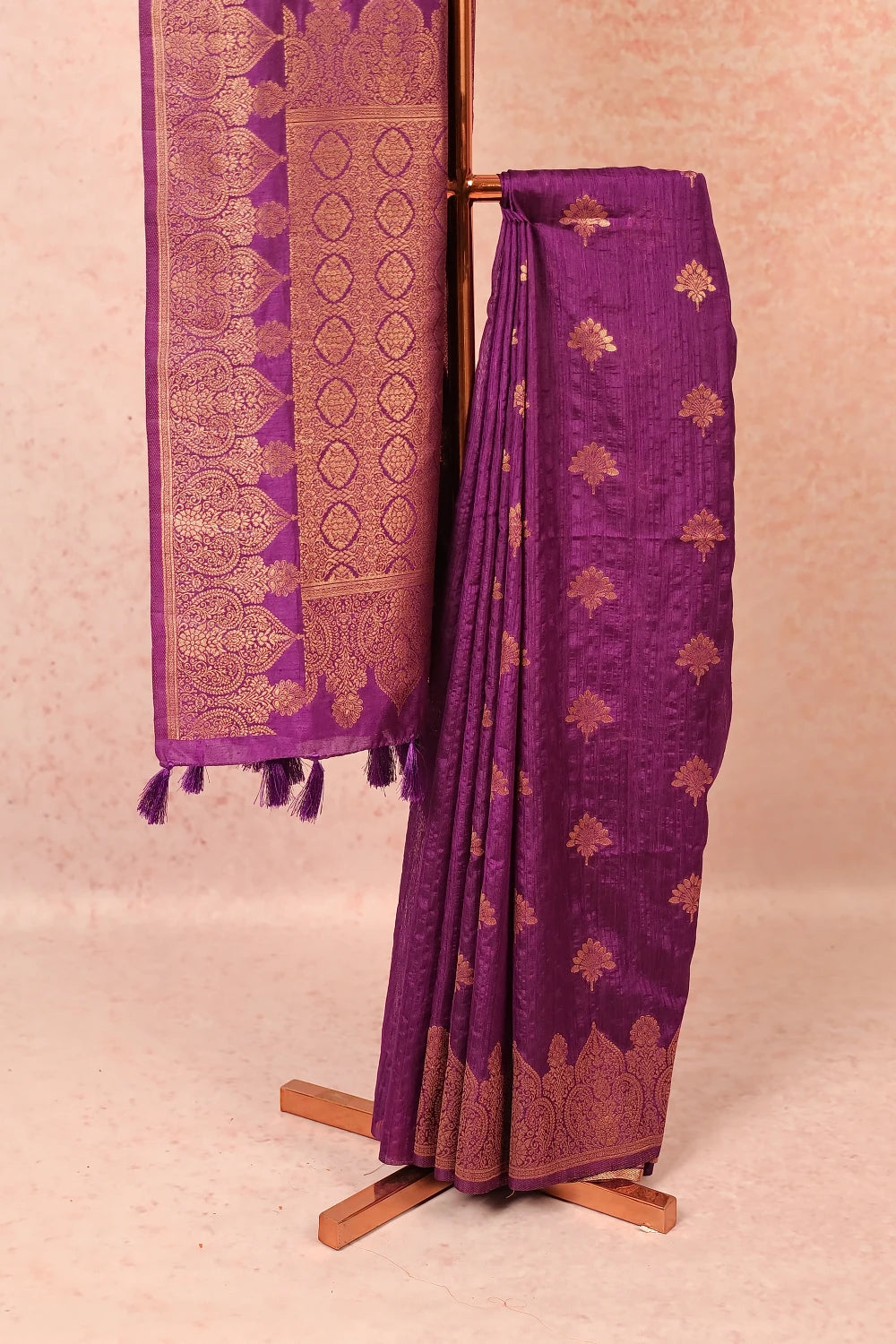 Dark Violet Semi Jute Saree