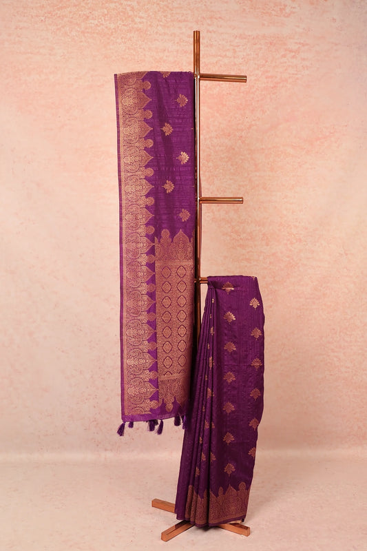 Dark Violet Semi Jute Saree