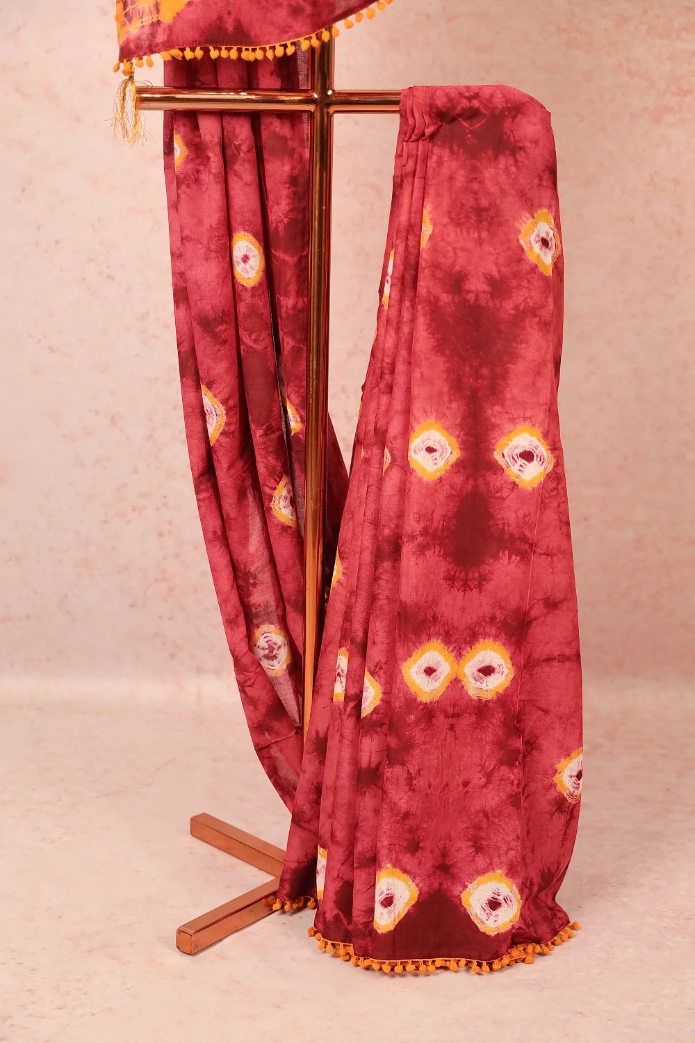 Wine Cotton Saree