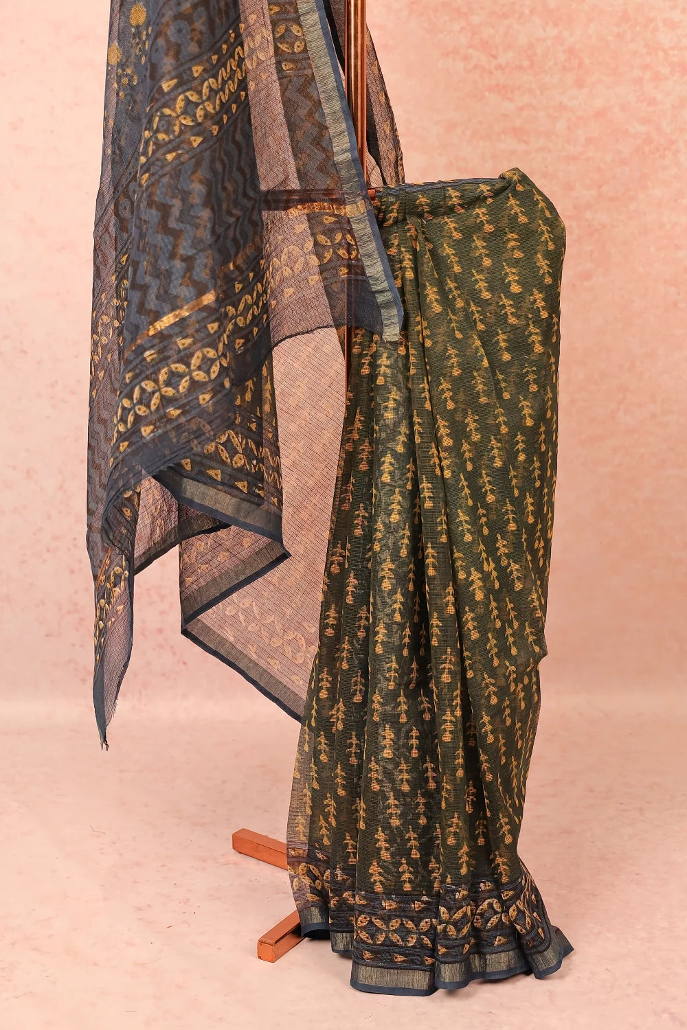 Olive Green Net Kota Saree