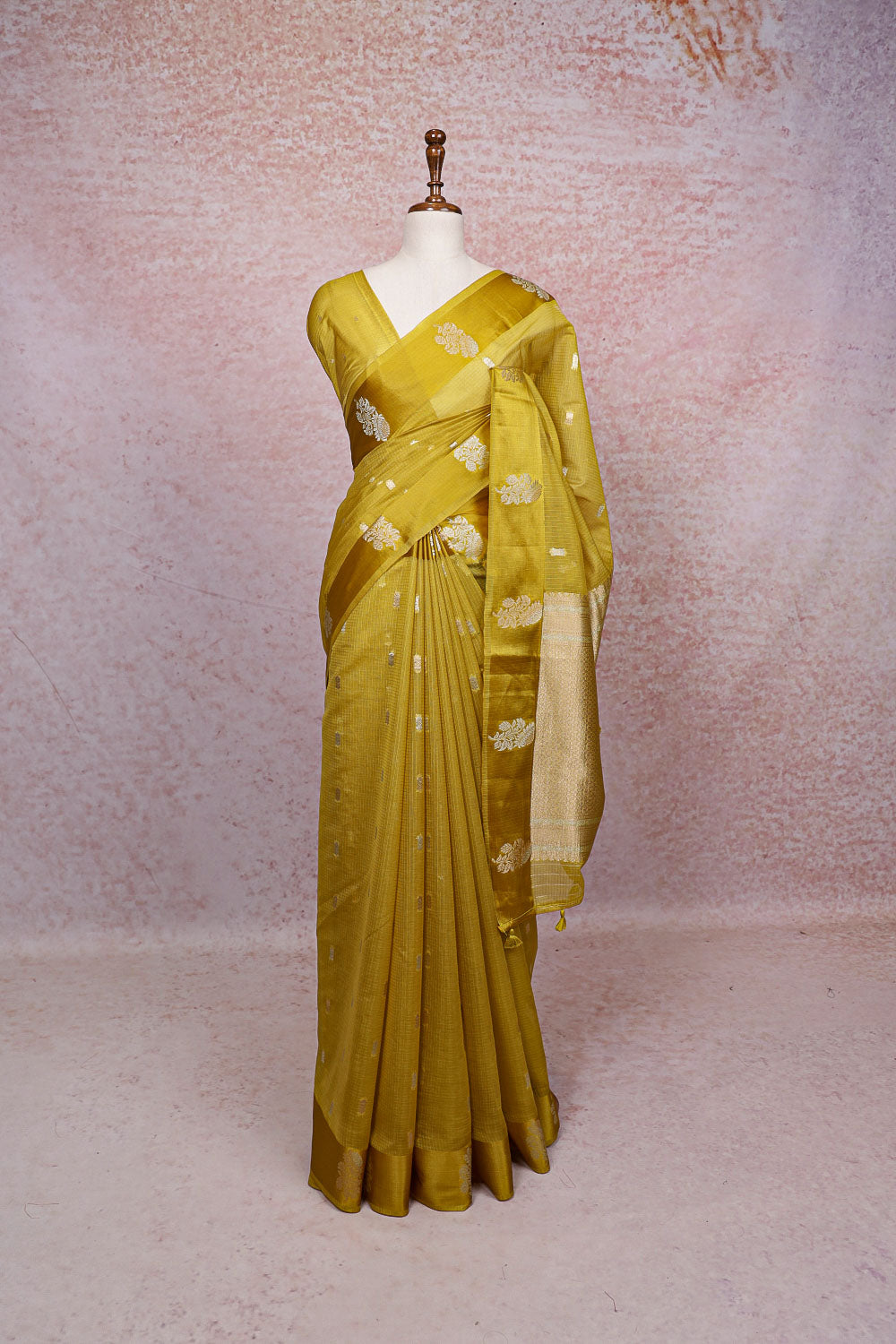 Mustard Yellow Net Kota Saree