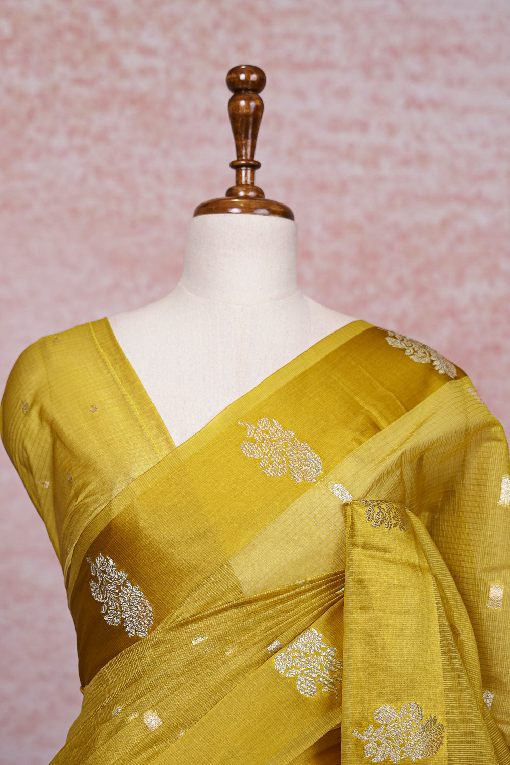 Mustard Yellow Net Kota Saree