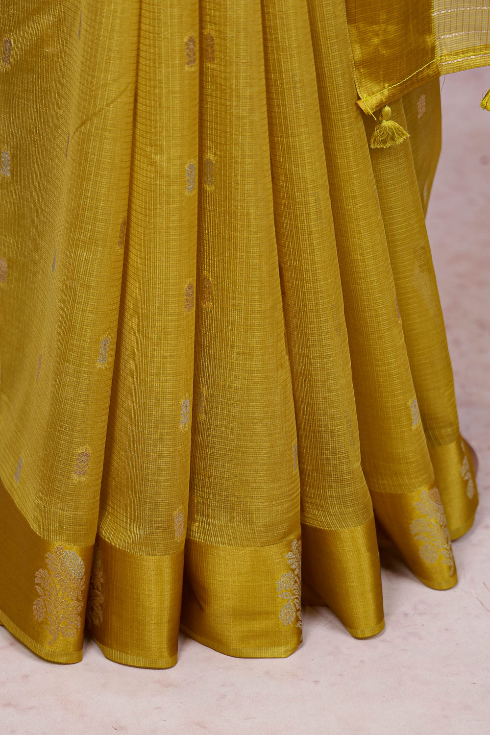 Mustard Yellow Net Kota Saree