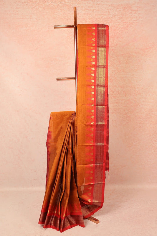 Mustard Cotton Saree