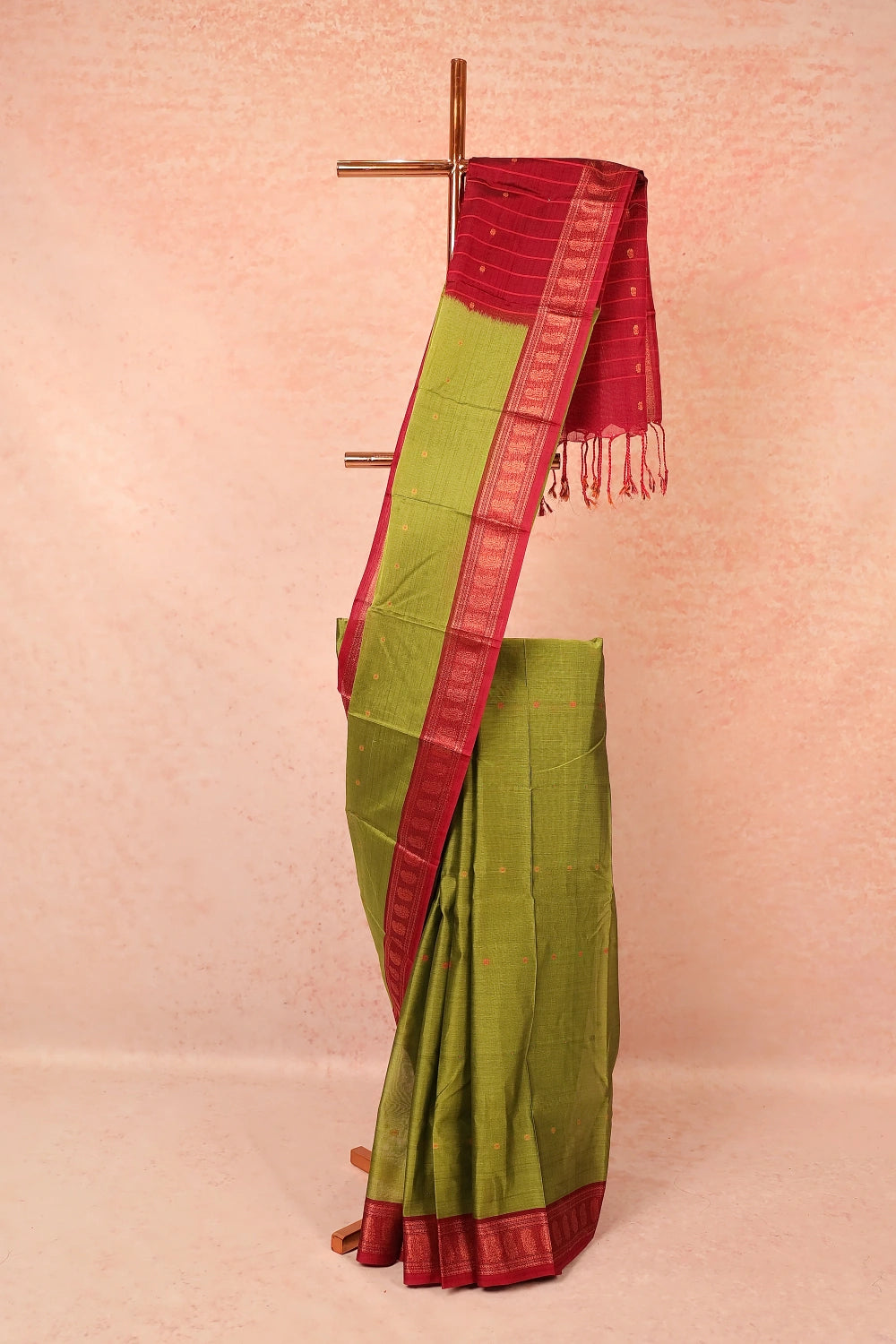 Olive Green Cotton Saree