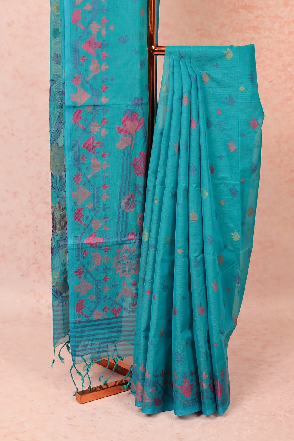 Greenish Blue Cotton Saree