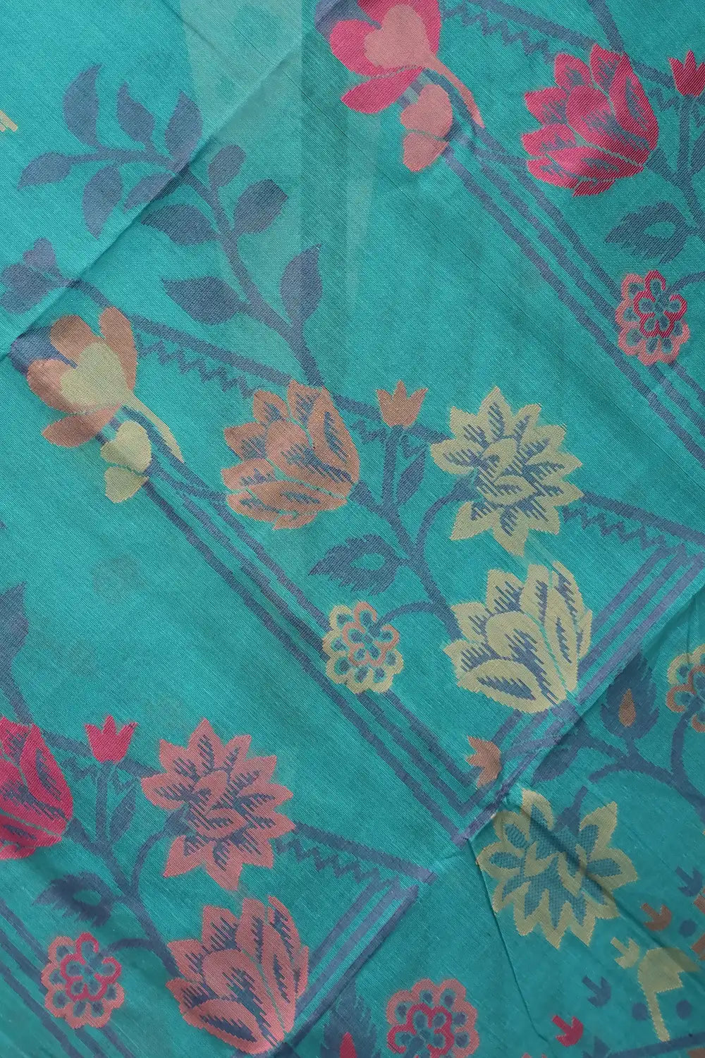 Greenish Blue Cotton Saree