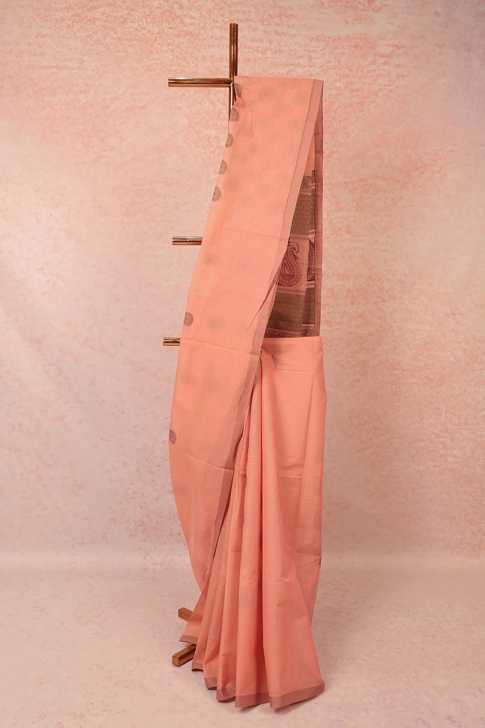 Peach Cotton Saree