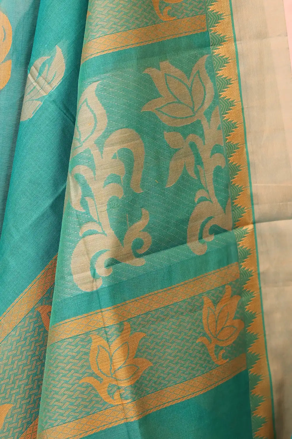 Peacock Green Cotton Saree