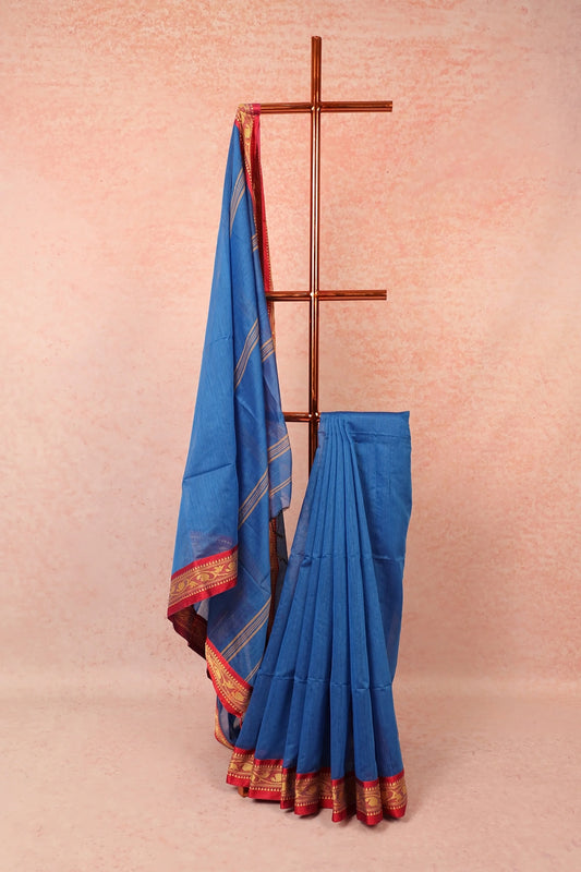 Sky Blue Cotton Saree