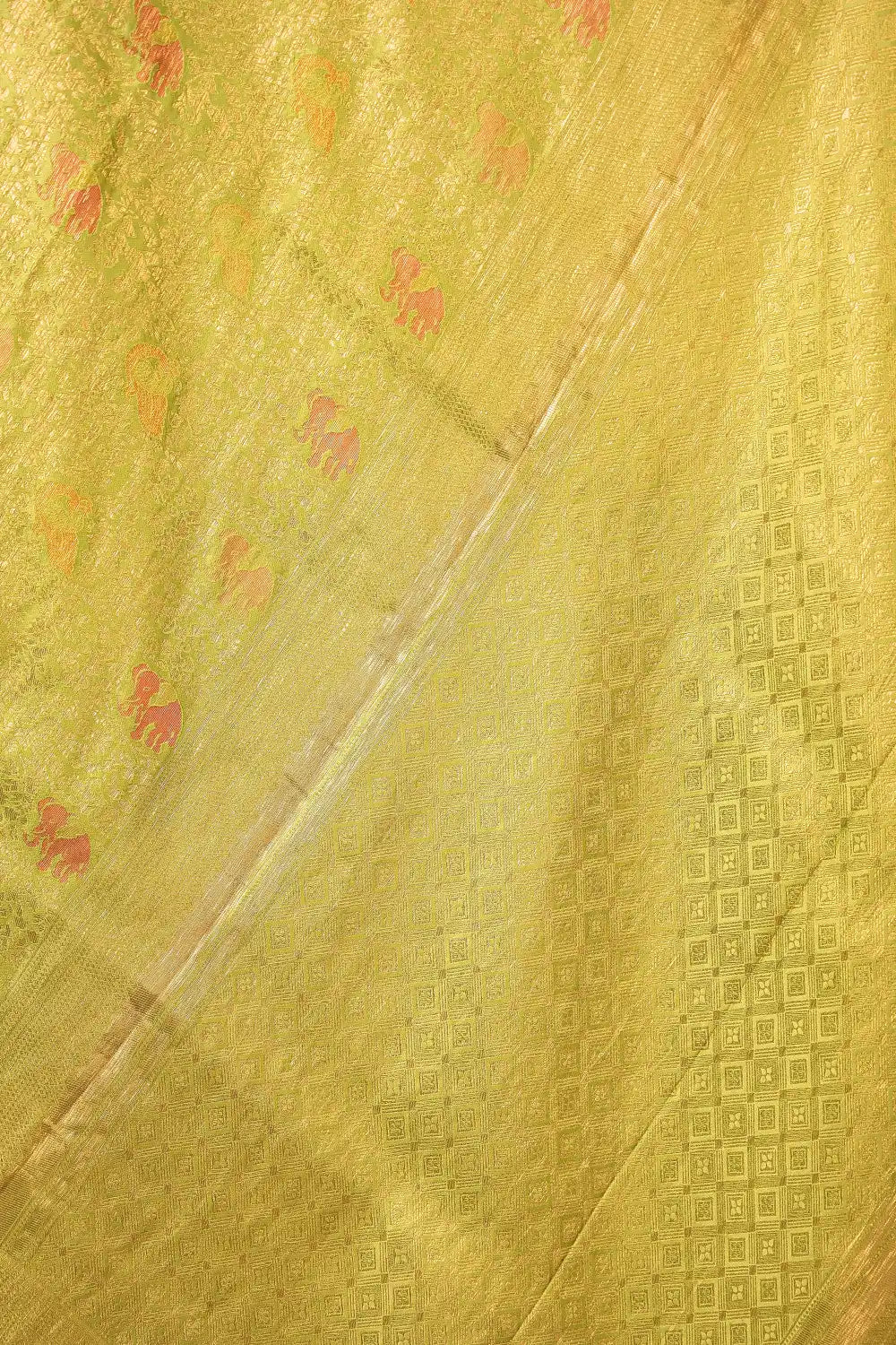 Pista Green Semi Banarasi Saree