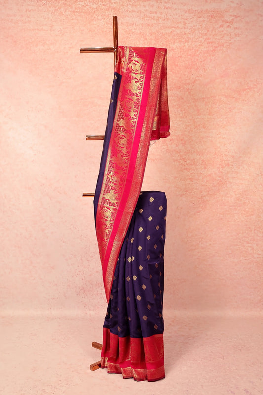 Navy Blue Semi Silk Saree