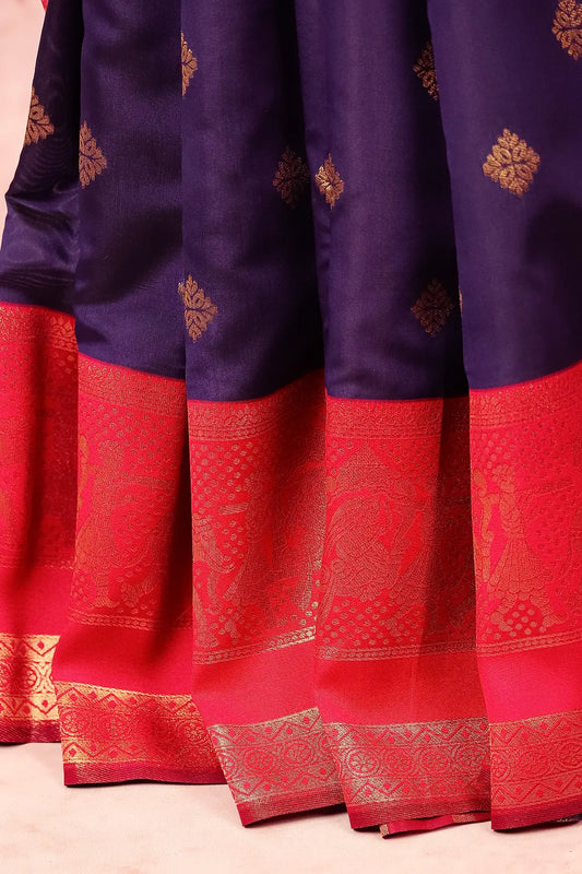 Navy Blue Semi Silk Saree