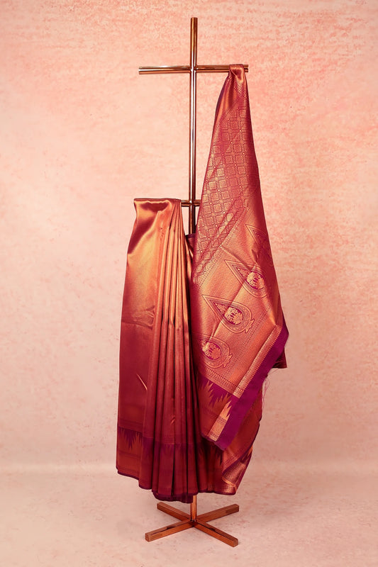 Grape Wine Semi Silk Saree