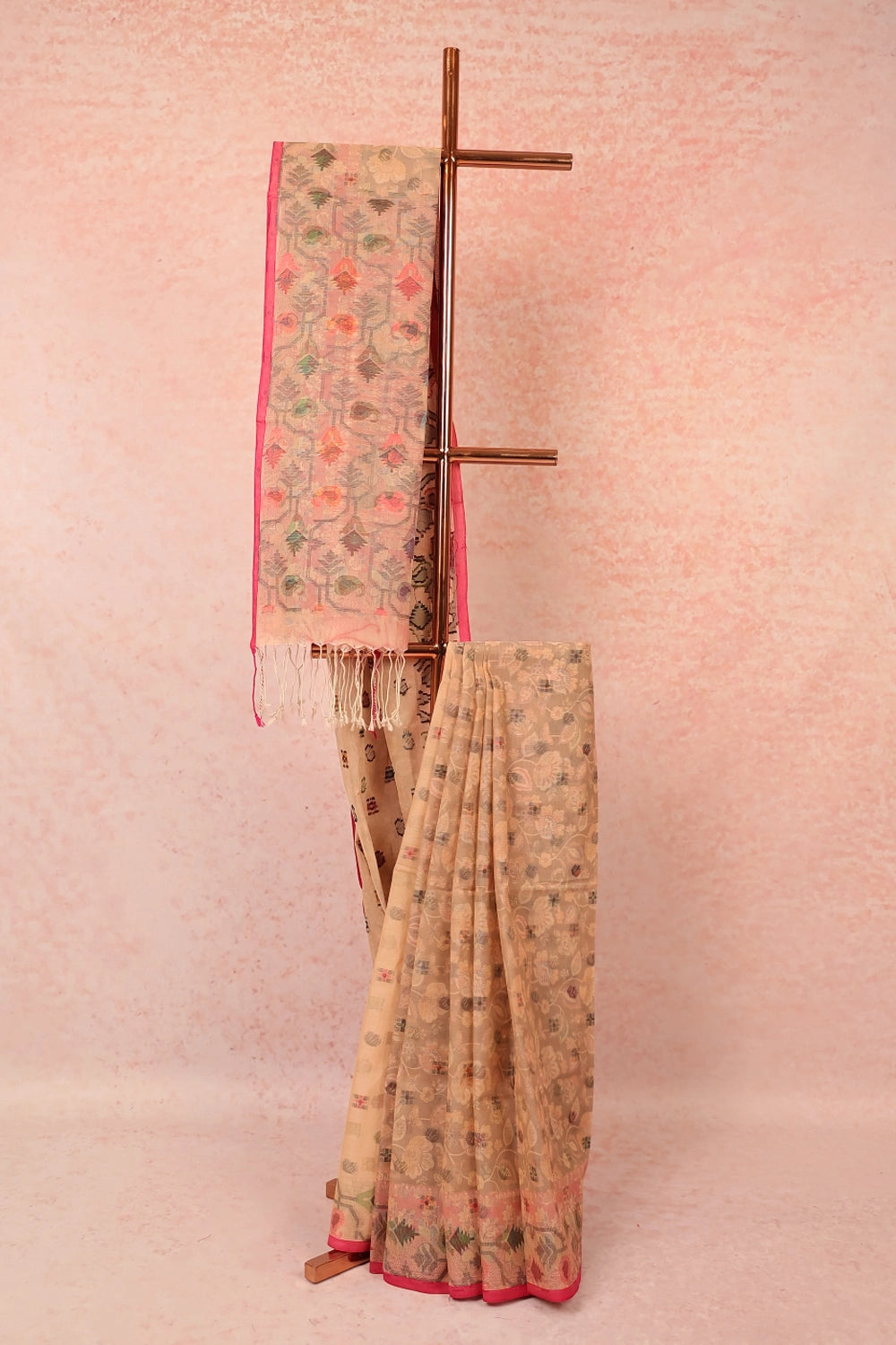 Skin Color Cotton Saree