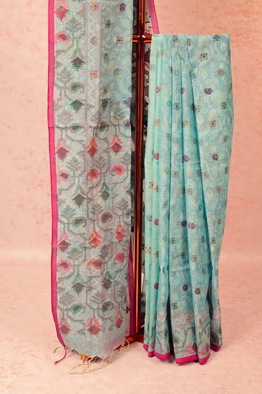 Powder Blue Cotton Saree