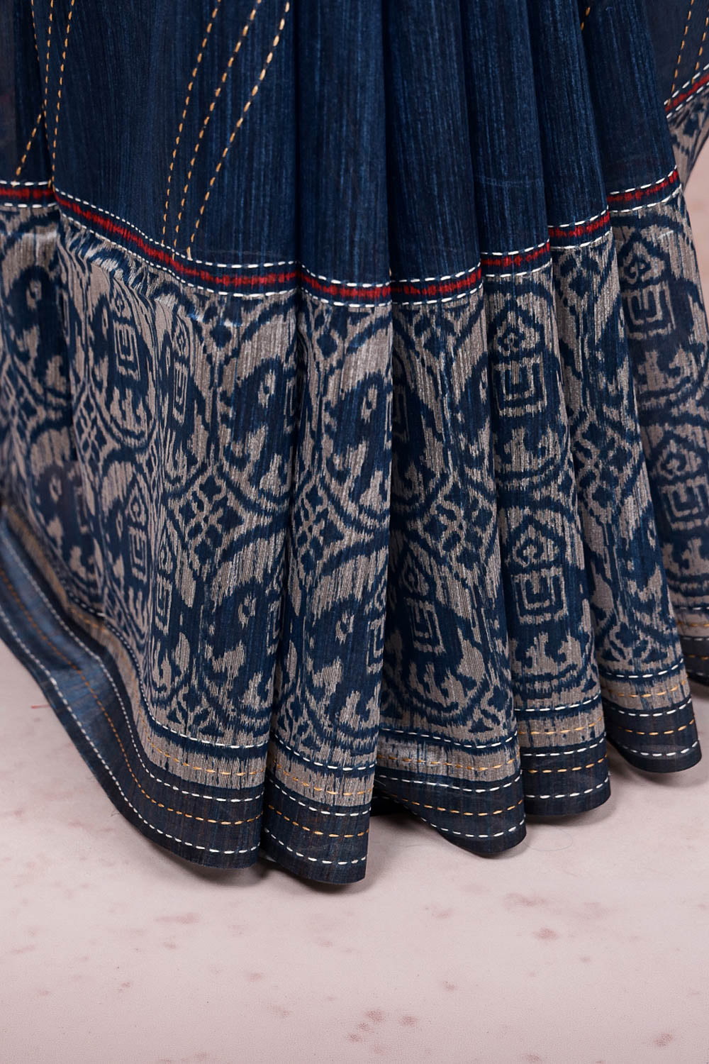 Peacock Blue Semi Tussar Saree