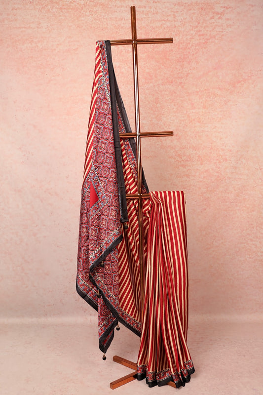 Brick Red Semi Modal Saree
