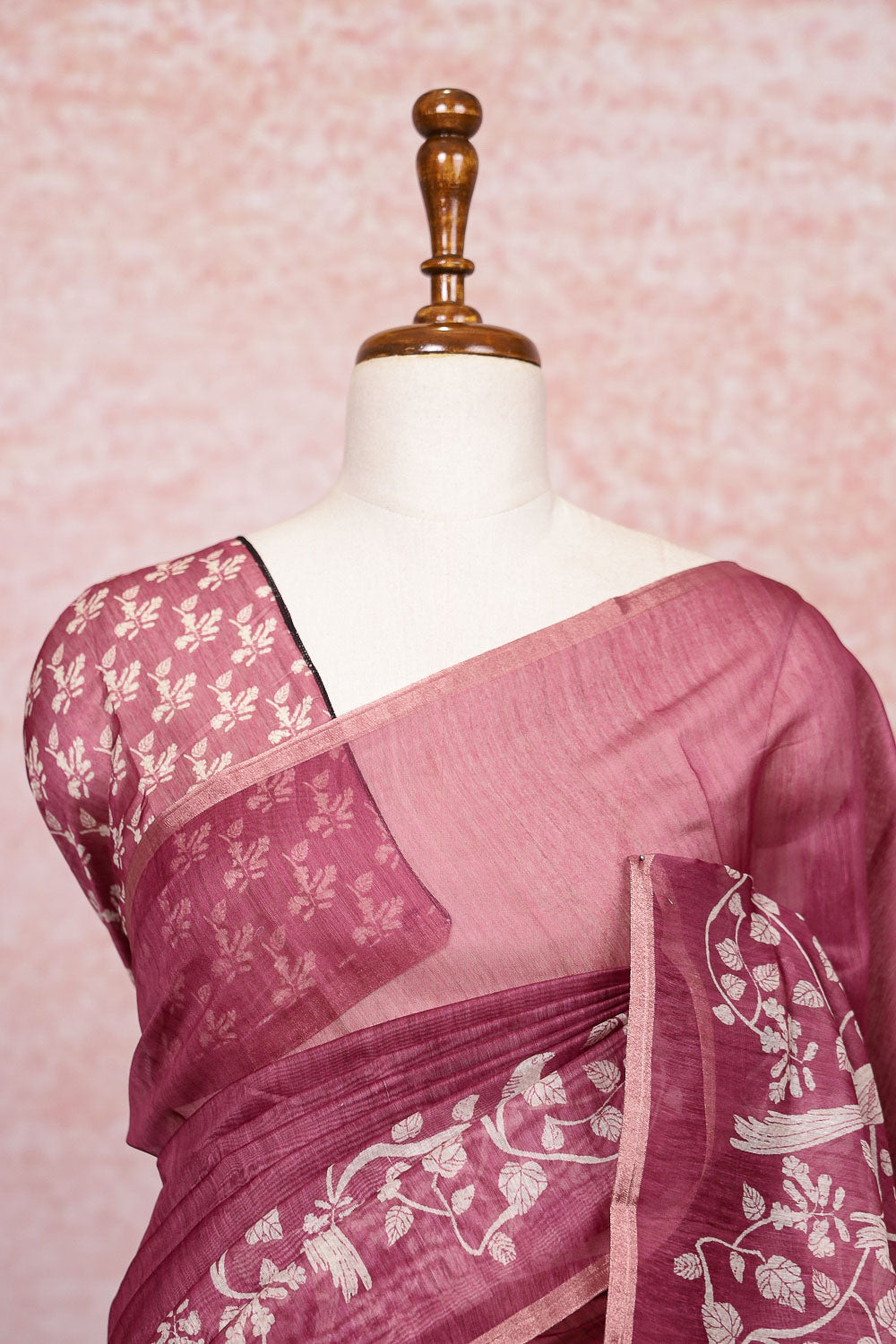 Onion Pink Semi Tussar Saree