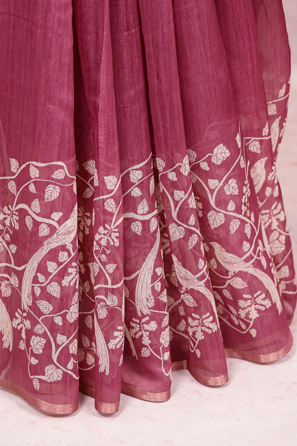 Onion Pink Semi Tussar Saree