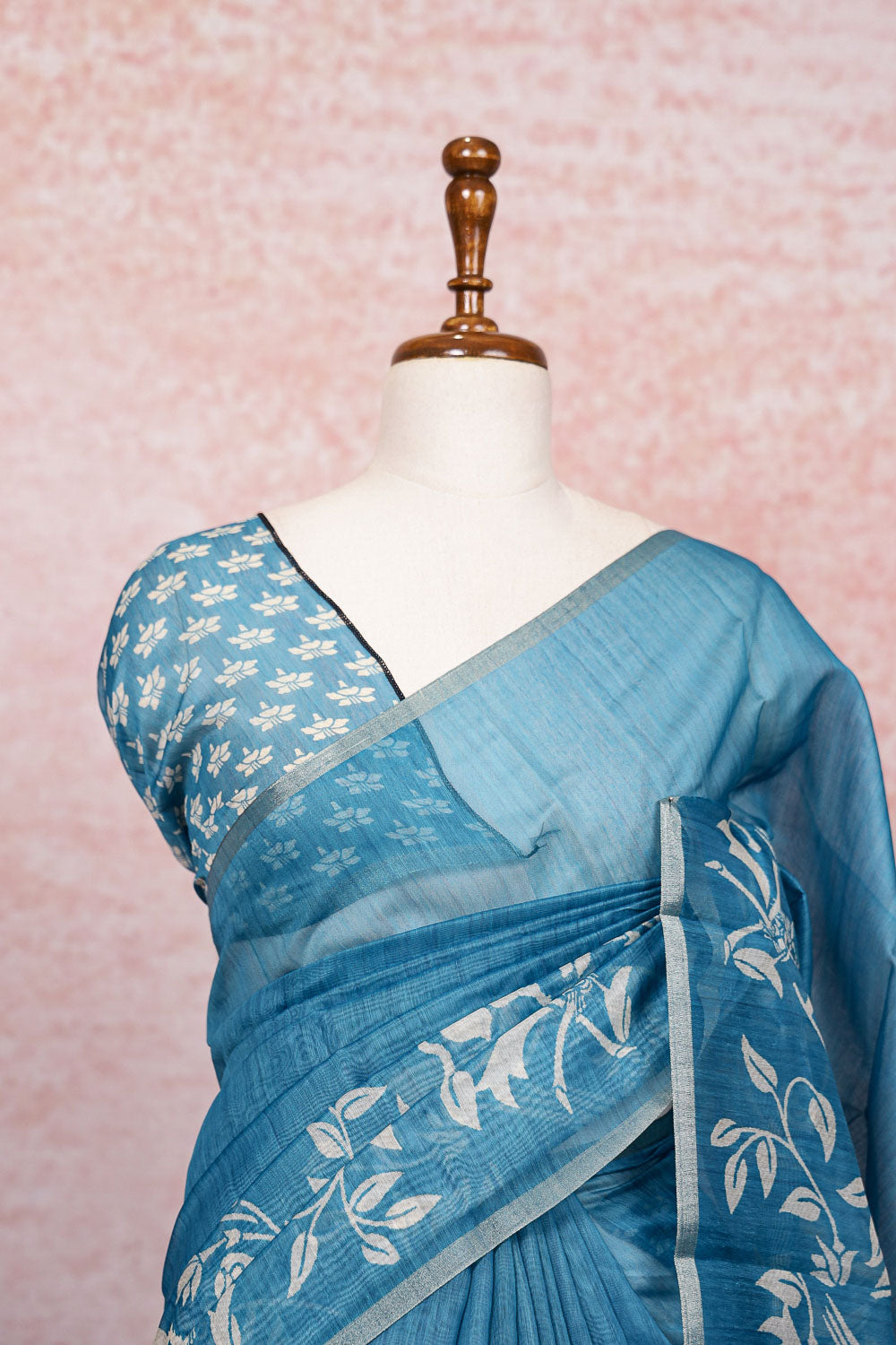 Blue Semi Tussar Saree