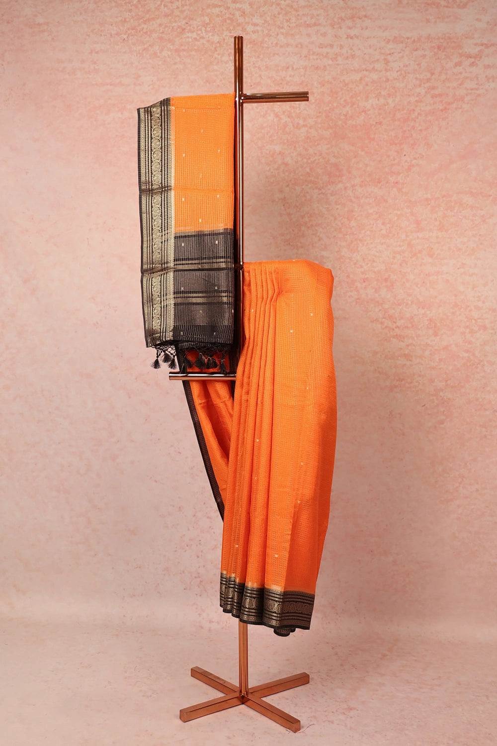 Orange Semi Silk Saree