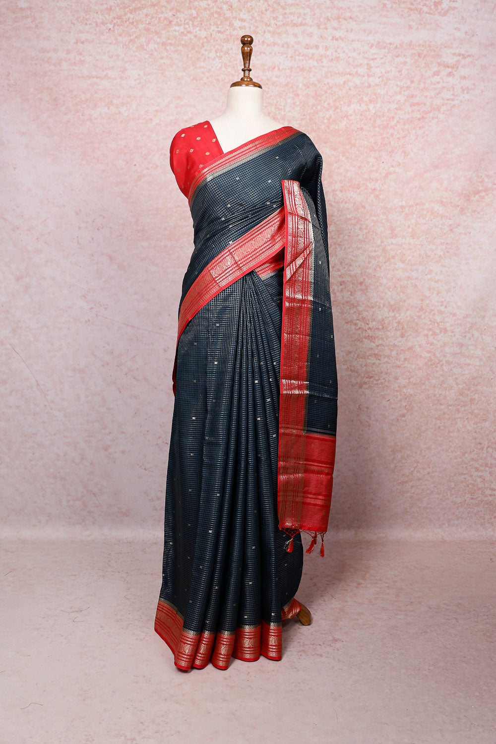 Teal Blue Semi Silk Saree