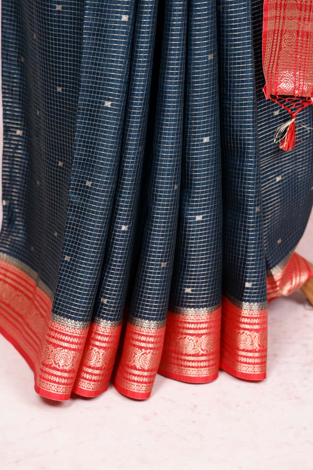 Teal Blue Semi Silk Saree