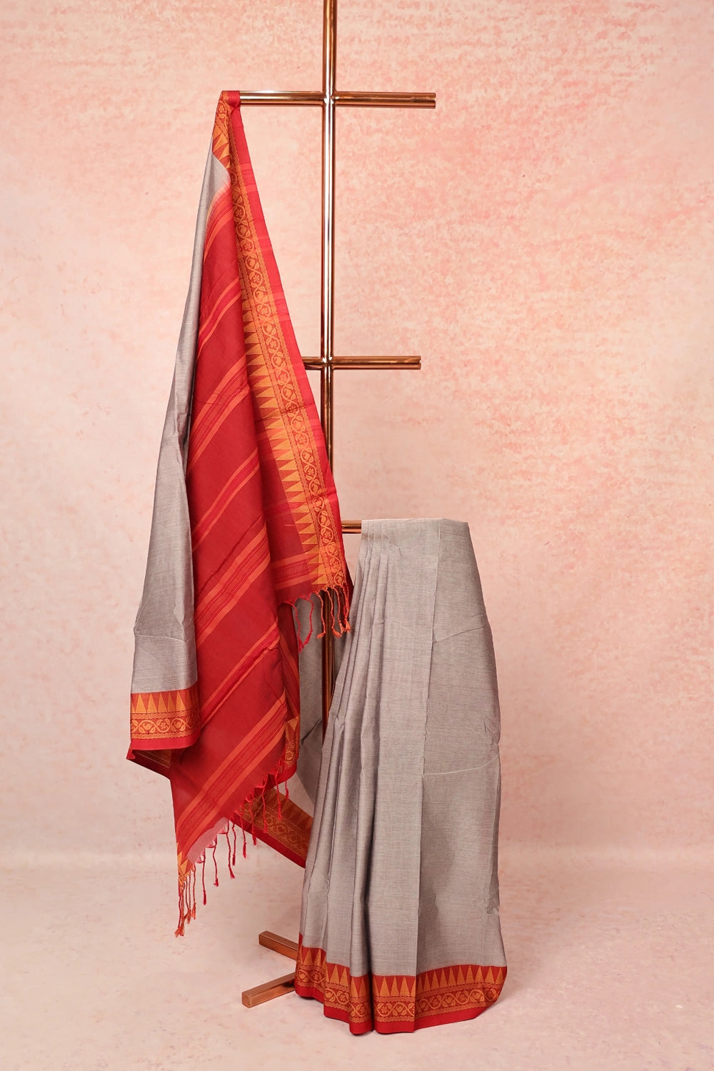 Ash Grey Cotton Saree