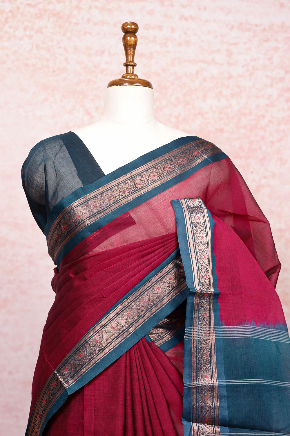 Maroon Cotton Saree