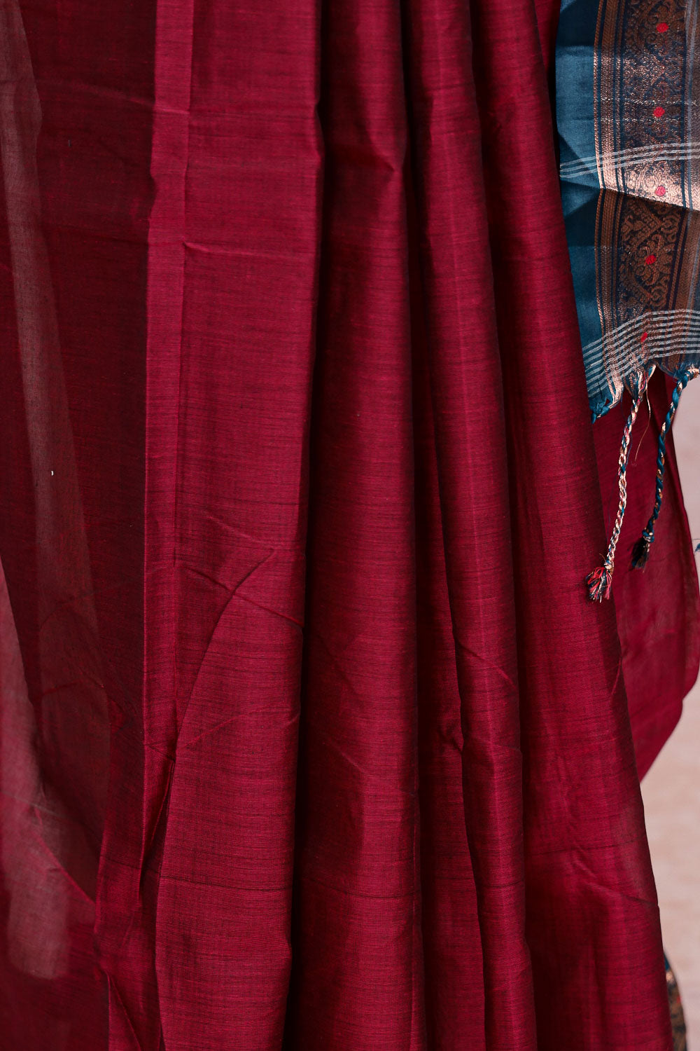 Maroon Cotton Saree