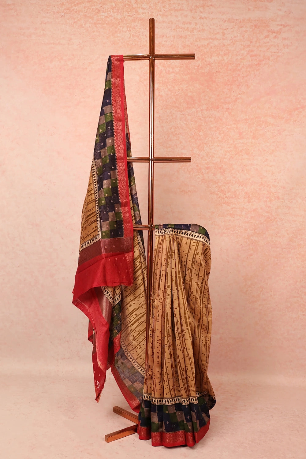 Cream Chanderi Silk Saree