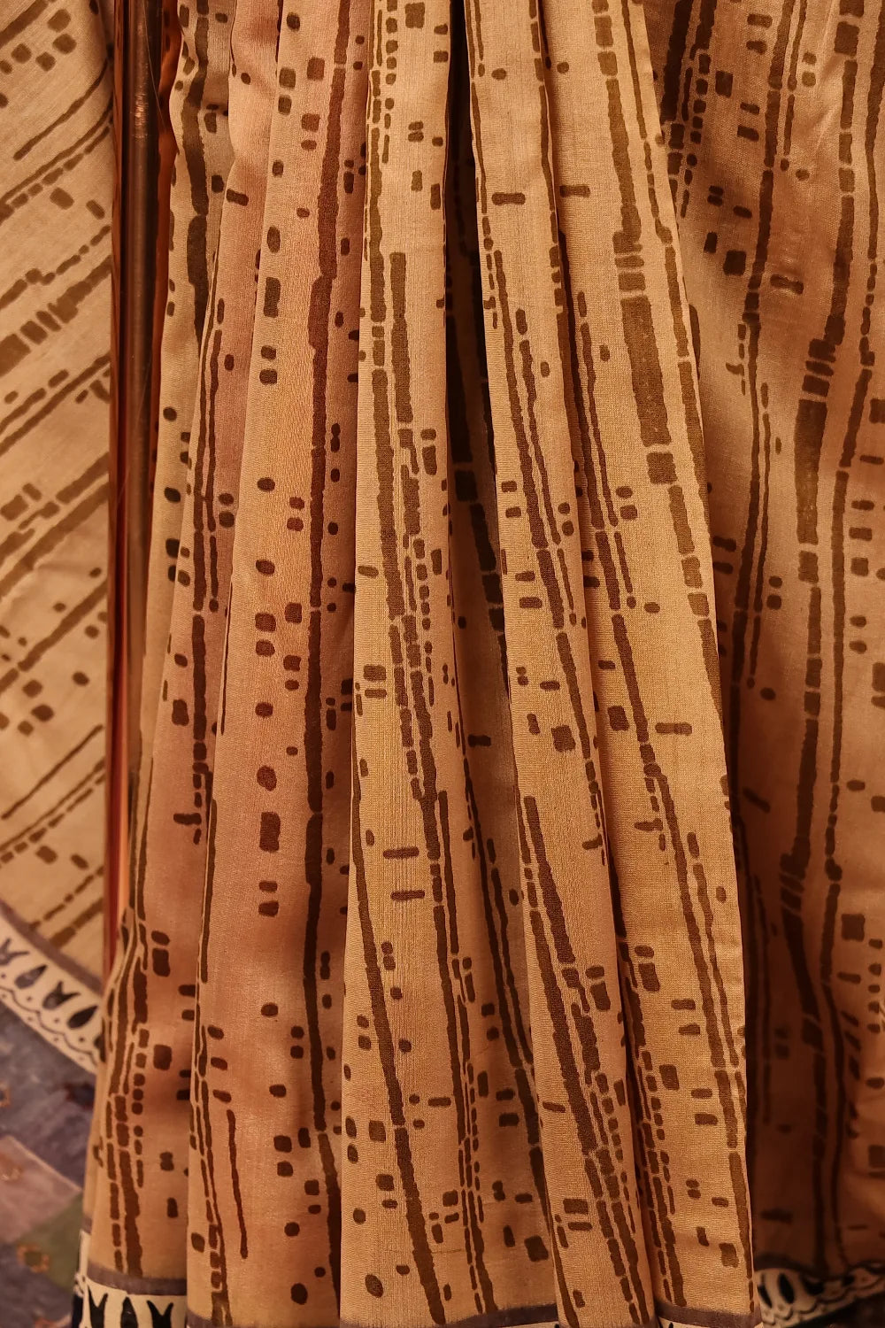 Cream Chanderi Silk Saree
