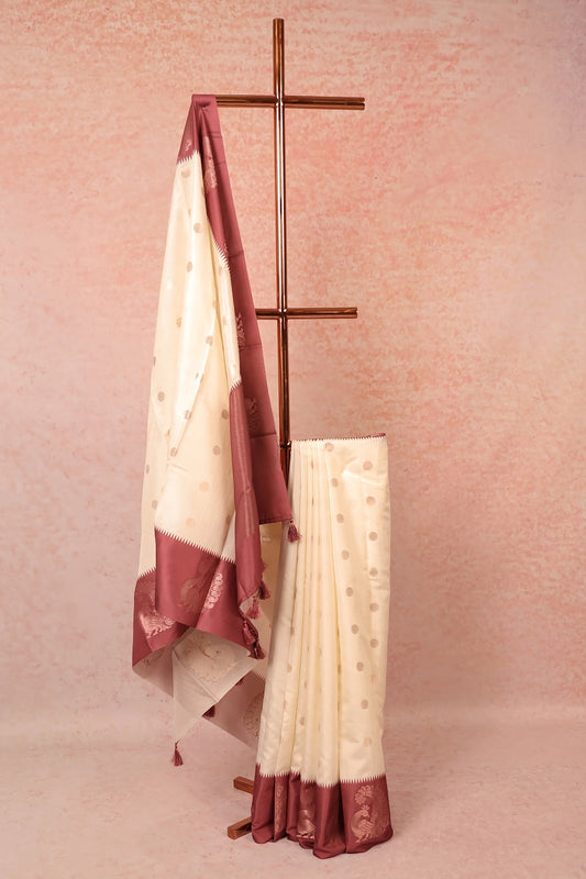 White Semi Silk Saree