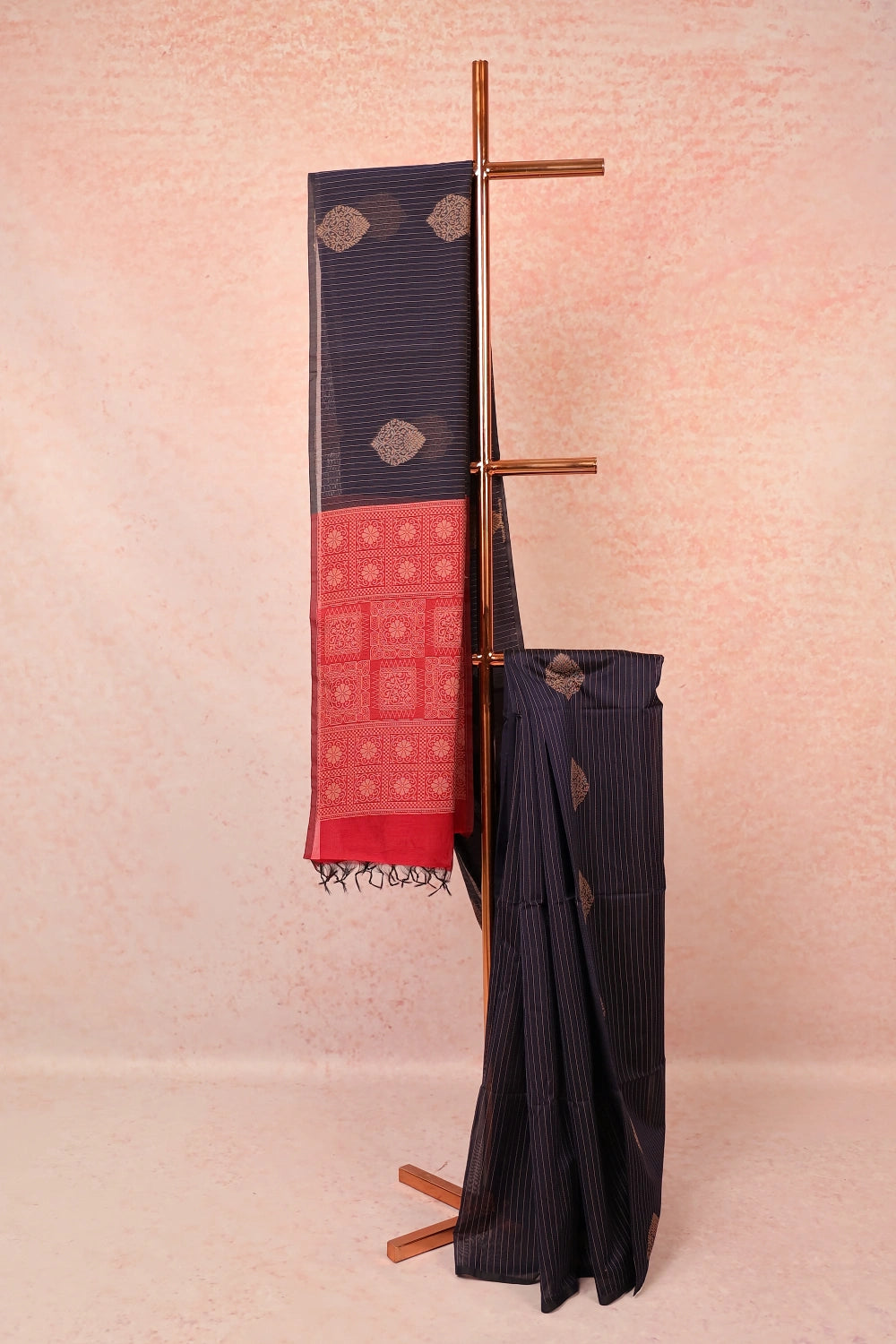 Navy Blue Cotton Silk Saree