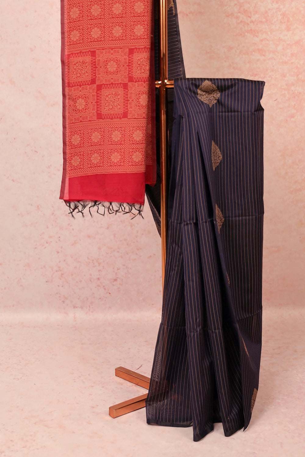 Navy Blue Cotton Silk Saree