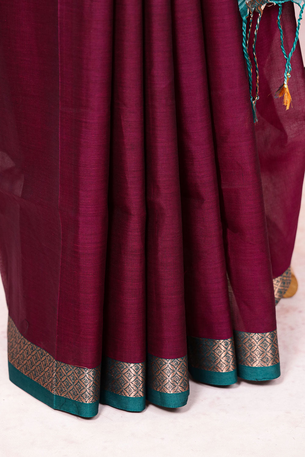 Grape Wine Cotton Saree